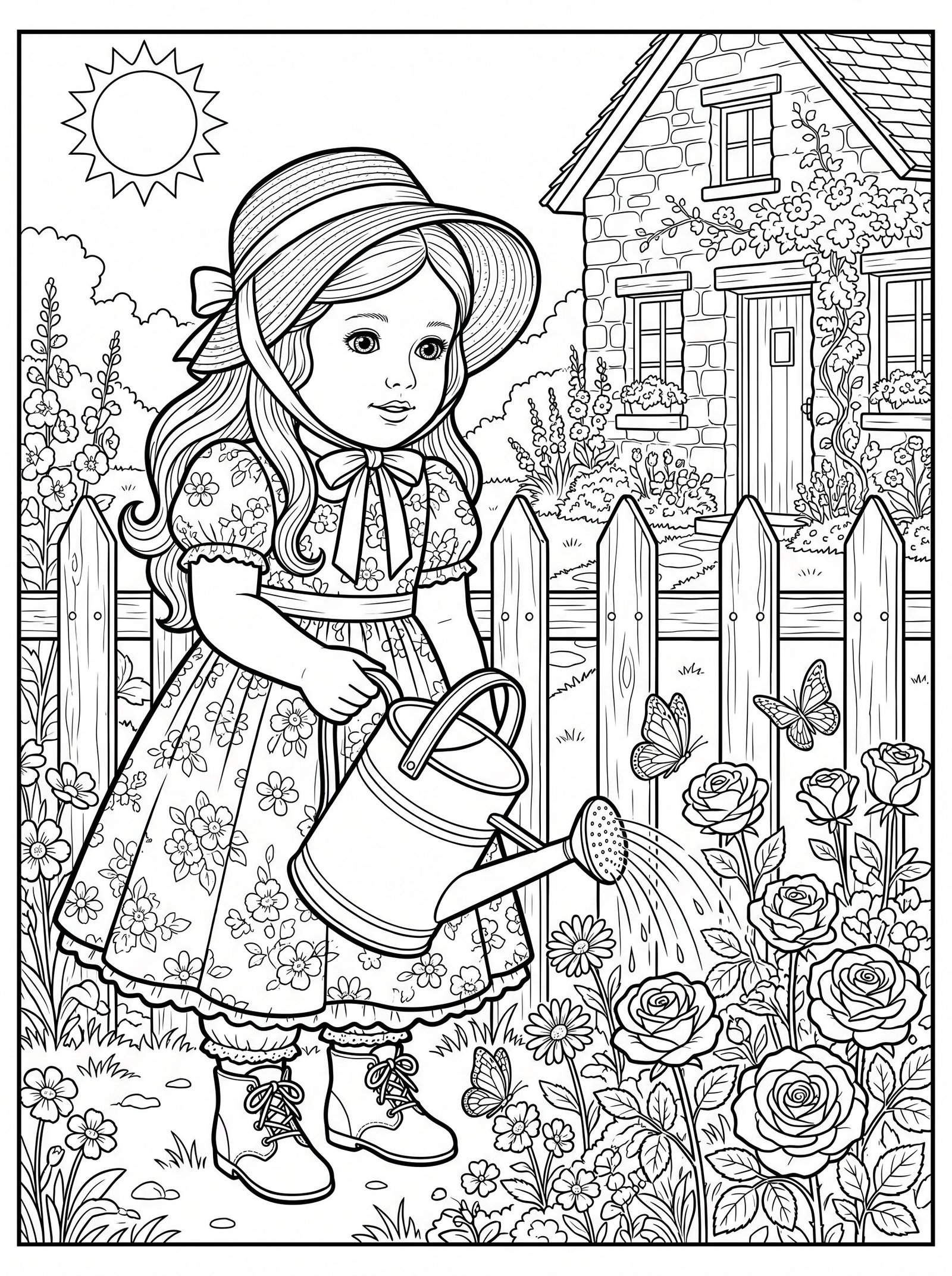 Cottagecore American Doll Coloring